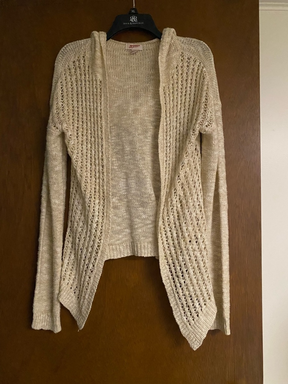 Arizona Jean Company Open-Front Hooded Cardigan in Cream